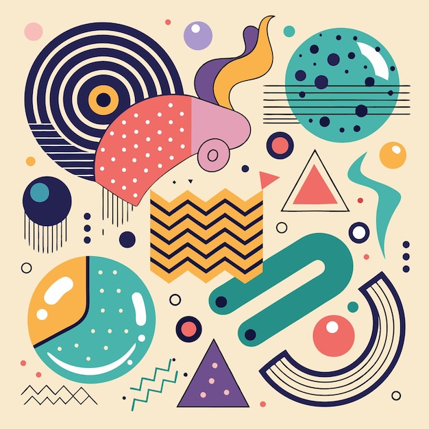 Colorful Abstract Geometric Art Modern Design with Dynamic Shapes