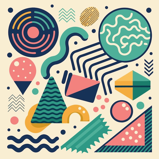 Colorful Abstract Geometric Art Modern Design with Dynamic Shapes