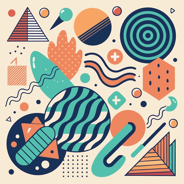 Colorful Abstract Geometric Art Modern Design with Dynamic Shapes