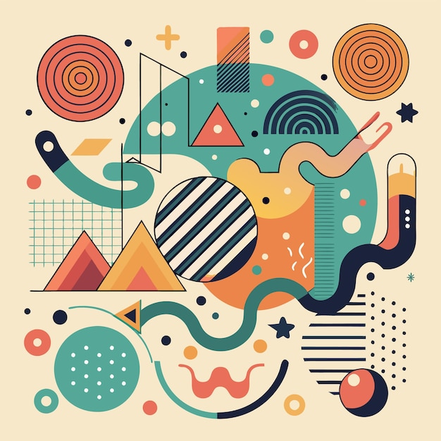 Colorful Abstract Geometric Art Modern Design with Dynamic Shapes