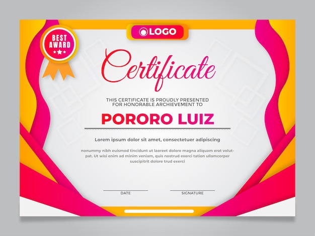 Colorful abstract geometric certificate template 4