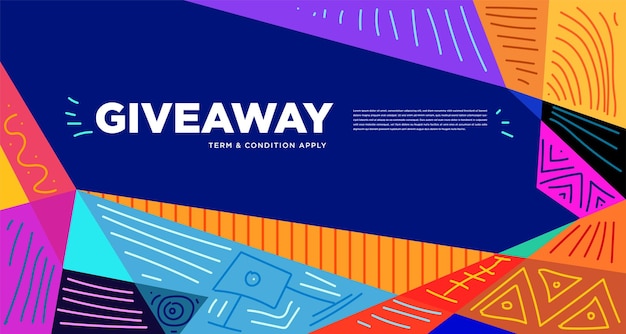Colorful abstract geometric and fluid banner template for marketing promotion material Giveaway cash back gift card and member card bonus design template