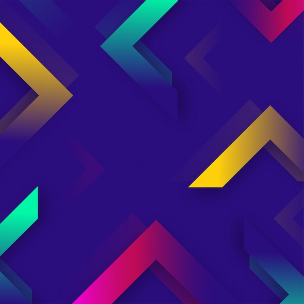 Colorful abstract geometric triangle element on purple background.