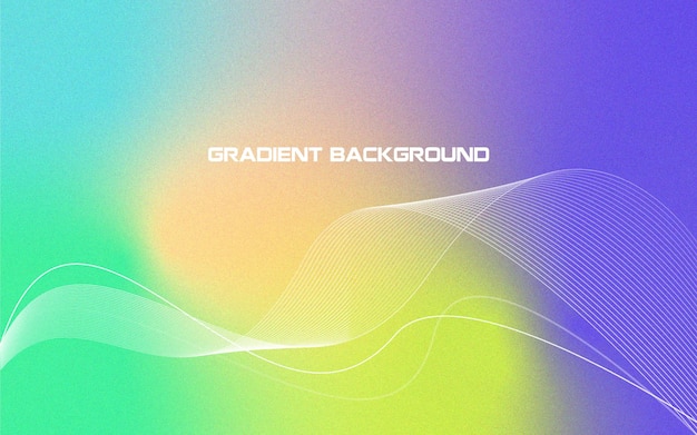 Colorful abstract grainy gradient background with waves holographic