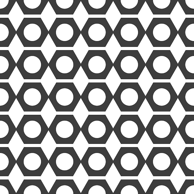 Colorful abstract halftone seamless pattern with circle, hexagon, geometric shapes.