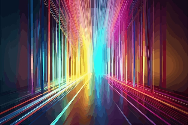 Vector a colorful abstract image of a road with a colorful light.