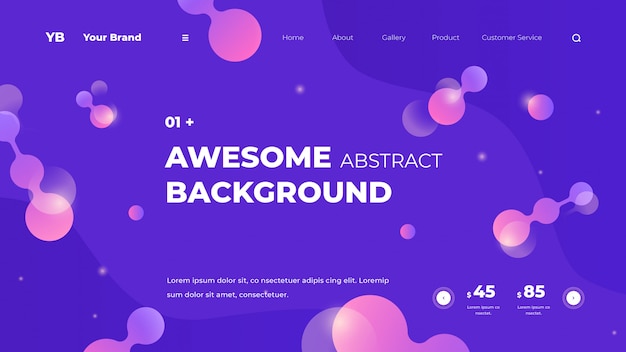 Vector colorful abstract landing page or web template design