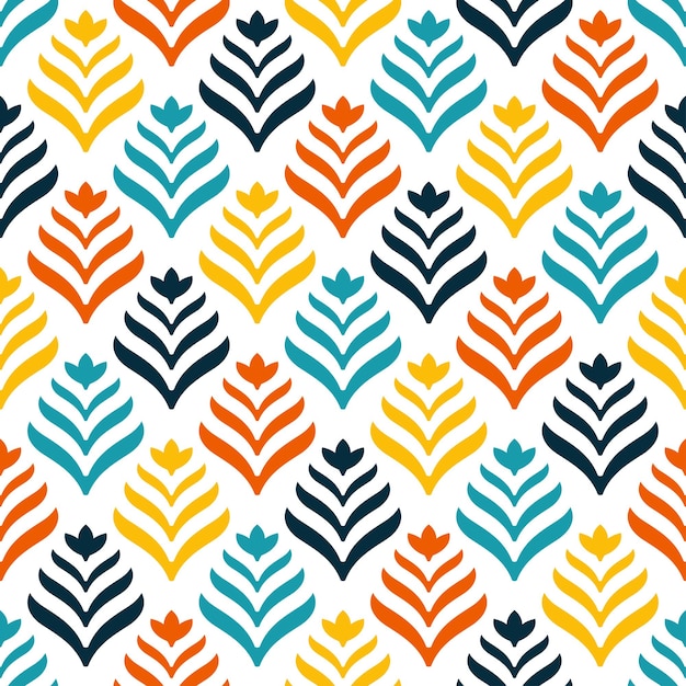 Colorful abstract leaves flower seamless pattern.