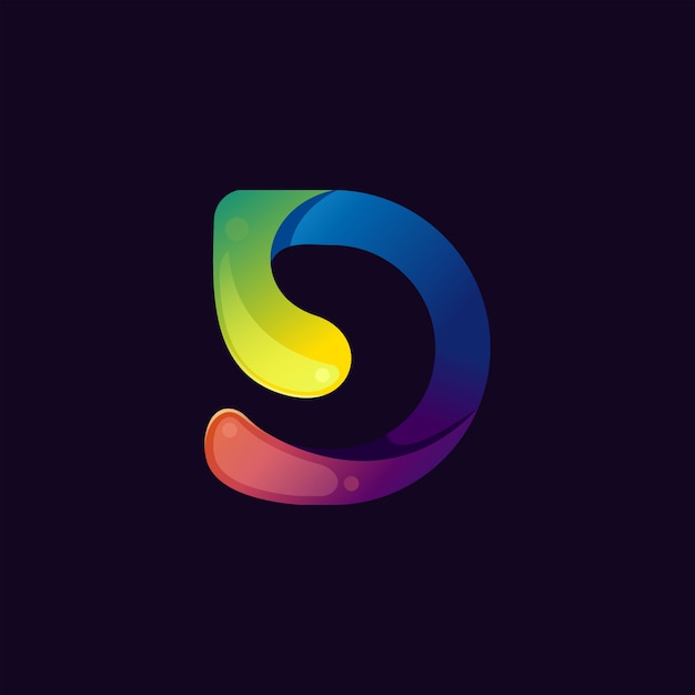 Colorful abstract letter d logo premium