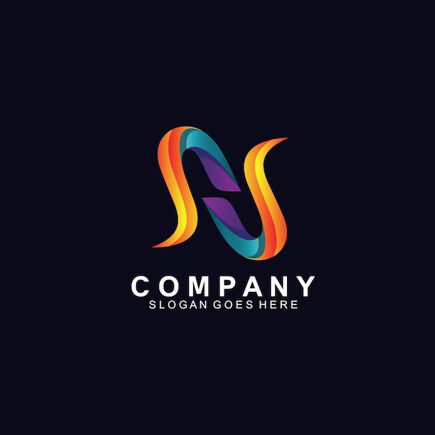 Colorful and abstract letter n logo design