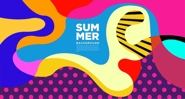 Vector colorful abstract liquid flat pattern illustration for summer holiday banner