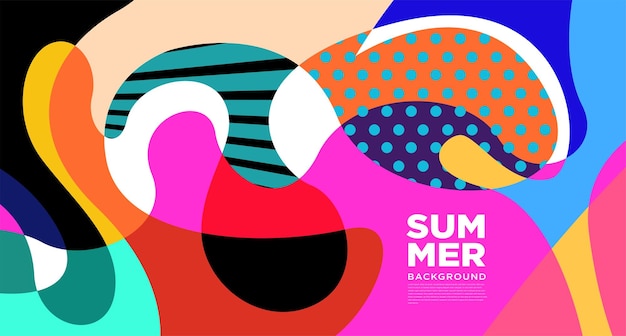 Colorful abstract liquid flat pattern illustration for summer holiday banner