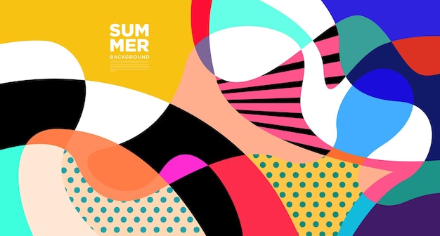 Colorful abstract liquid flat pattern illustration for summer holiday banner