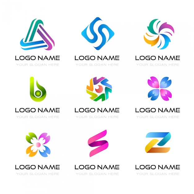 Colorful abstract Logo template set