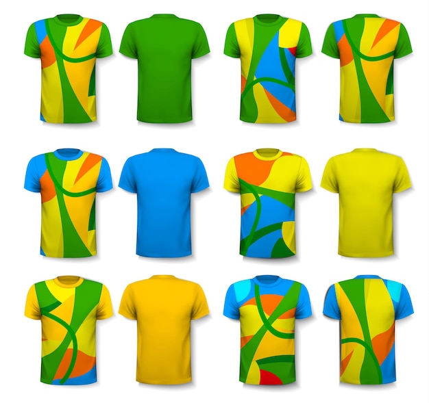 Colorful abstract male t-shirts. Design template. Vector.