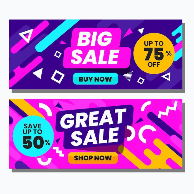 colorful and abstract memphis banner templates