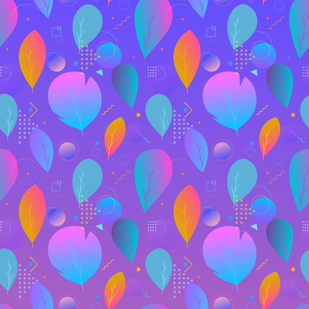 Vector colorful abstract modern leaves seamless pattern