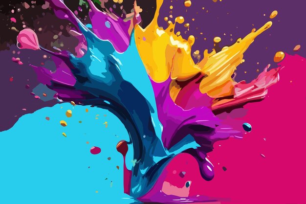 Splash multicolore astratto colorato con un'onda di liquido generativo ai sullo sfondo