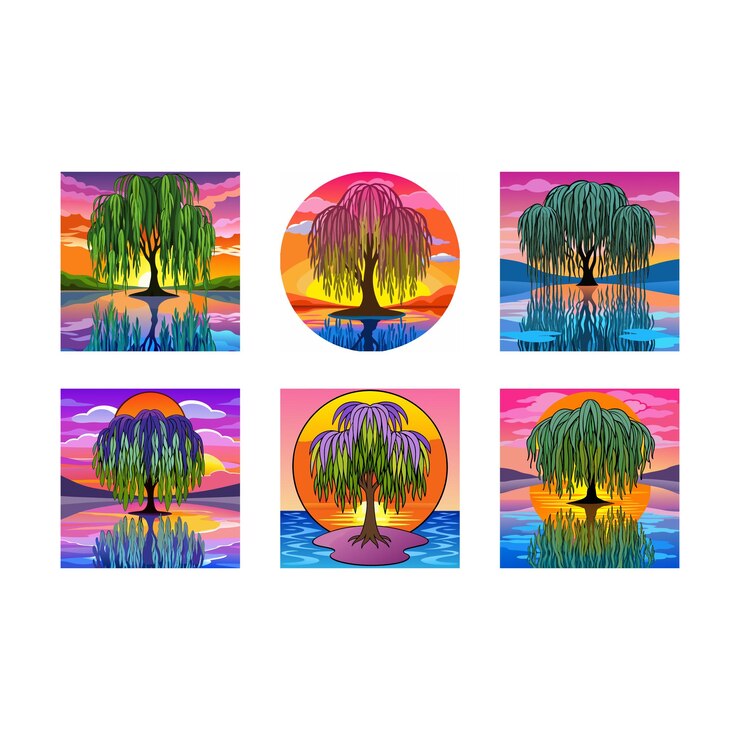 Vector a colorful abstract painting of a tree with the word tree on it