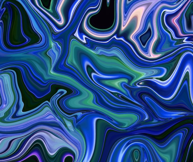 A colorful abstract painting with a blue and green background.