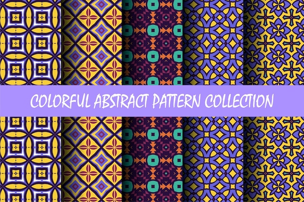 Colorful abstract pattern set with ethnic style