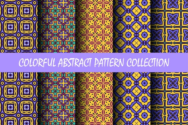 Colorful abstract pattern set with ethnic style