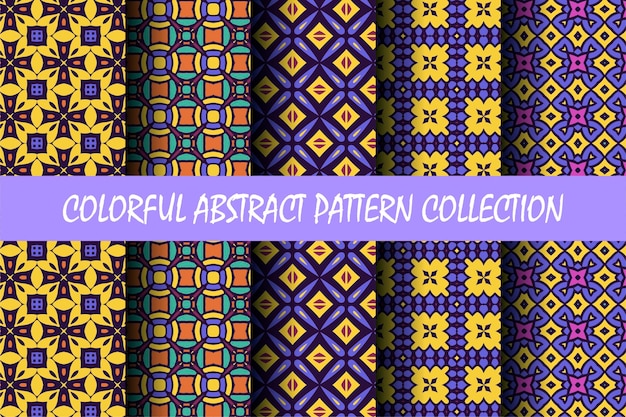 Colorful abstract pattern set with ethnic style