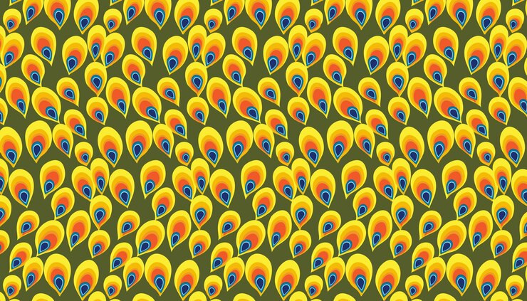 Vector colorful abstract peacock feather seamless pattern.