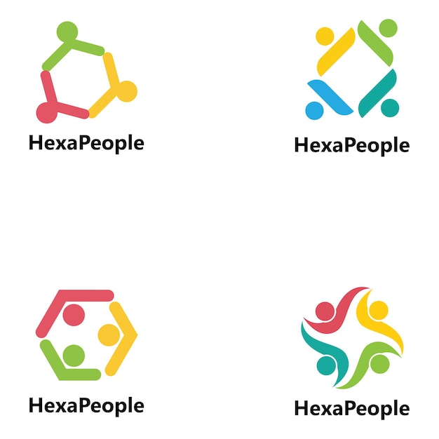 Vector colorful abstract people logo design illustration