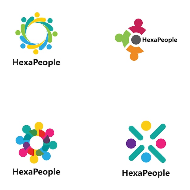 Vector colorful abstract people logo design illustration