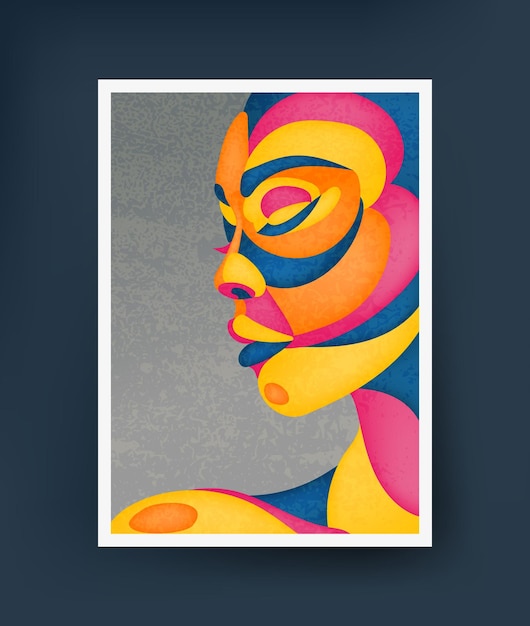 Vector colorful abstract portrait of a girl. wall poster, cover, leaflet. vector.