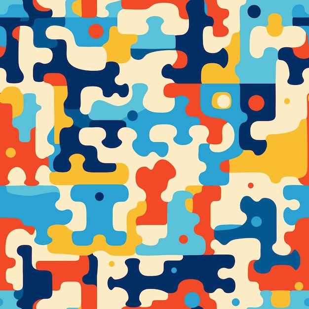 A colorful abstract puzle seamless pattern vector illustration