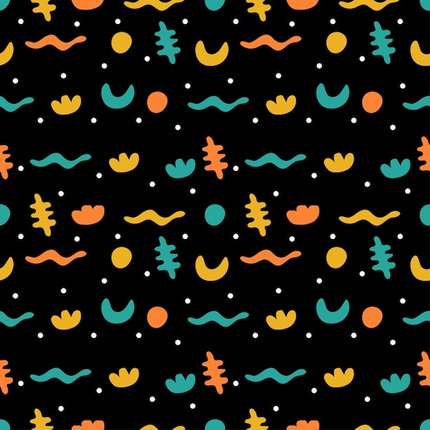 Colorful abstract seamless pattern on a black background