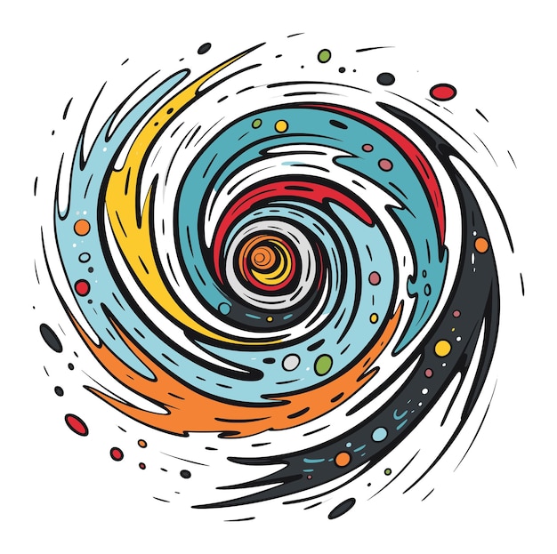 Vector colorful abstract swirl design with dynamic lines and dots in a spiral shape modern art and creative