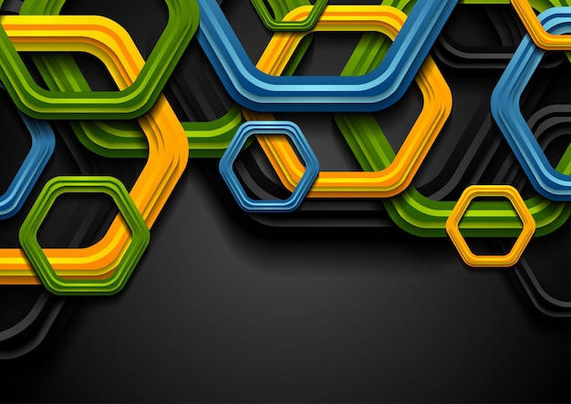 Colorful abstract tech hexagons corporate background Vector design