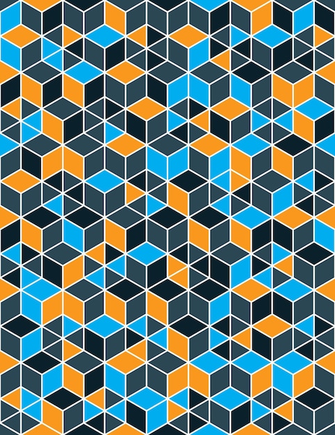 Colorful abstract textured geometric seamless pattern. vector bright textile backdrop with cubes and squares. graphic contemporary futuristic covering