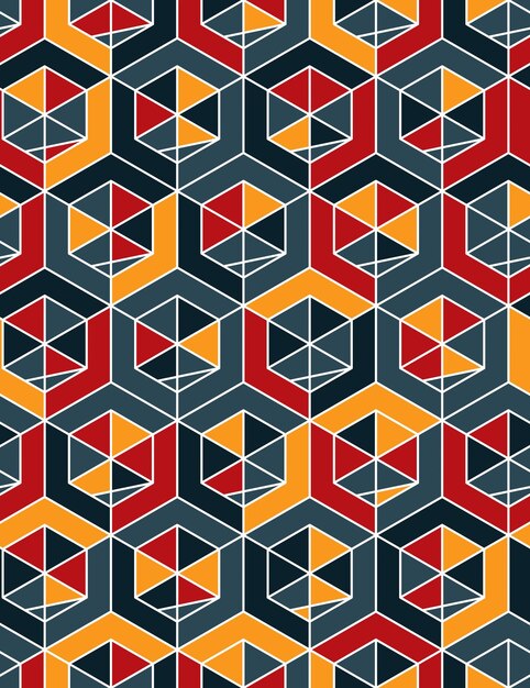 Colorful abstract textured geometric seamless pattern with geometric figures. vector bright textile backdrop.