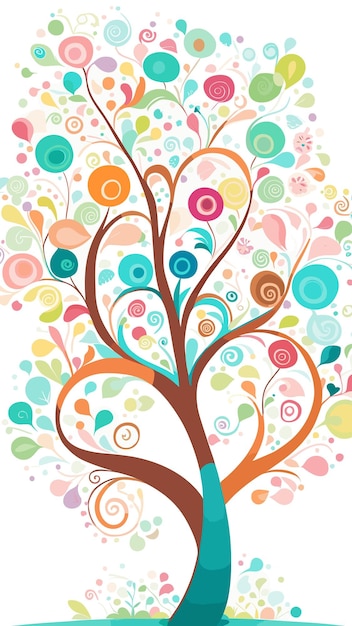 Vector colorful abstract tree drawing cartoon artwork vector