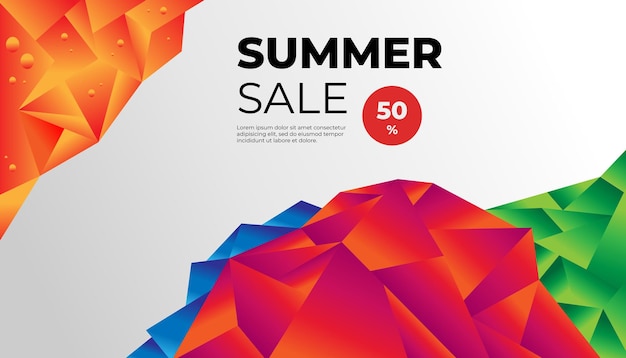 Colorful abstract triangle shapes Summer sale wallpaper background vector banner illustration