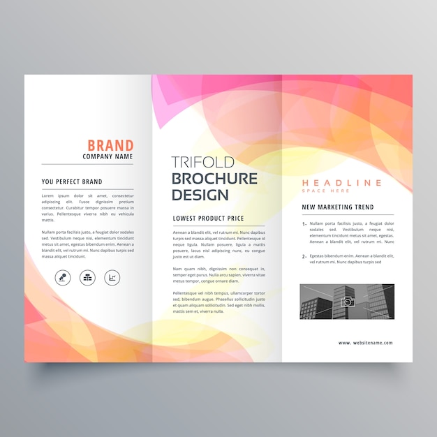 Modello di progettazione brochure colorato a tre ante astratto