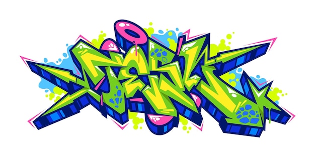 Colorful abstract urban graffiti street art word lettering vector illustration template