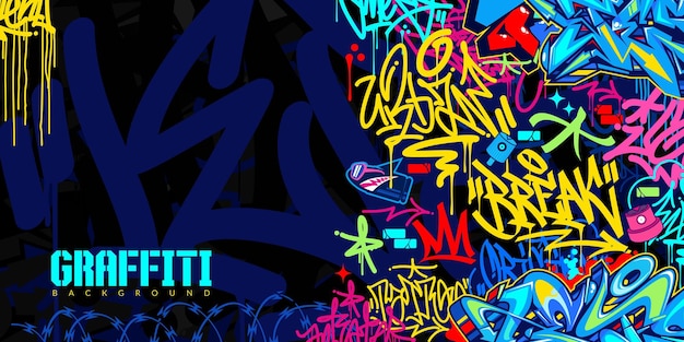 Colorful Abstract Urban Style Hiphop Graffiti Street Art Vector Illustration Background