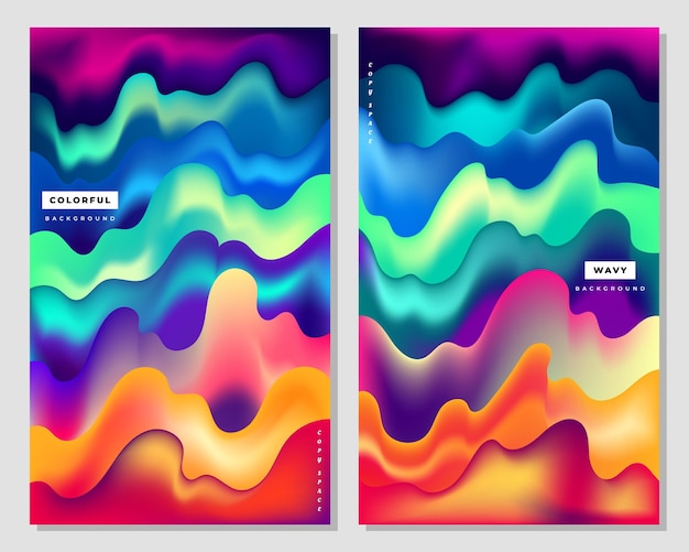 Colorful abstract wavy liquid background template copy space fluid gradient mesh colour backdrop