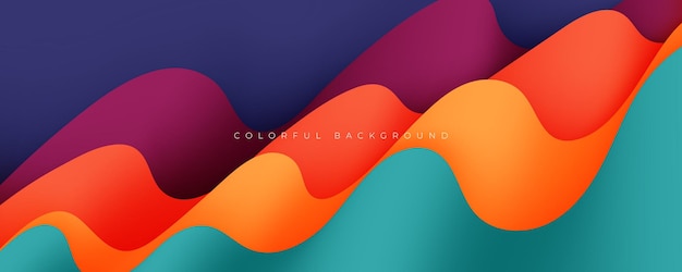 Vector colorful abstract wavy papercut layers background gradient shape design vector