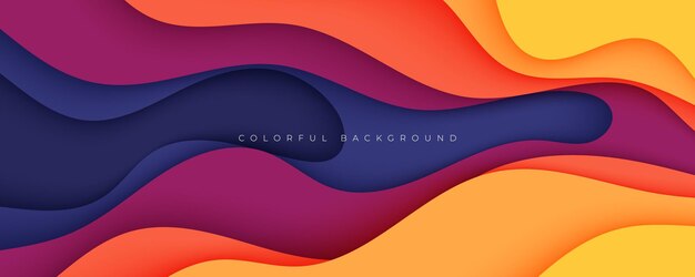 Вектор Цветные абстрактные волнистые слои бумажного выреза фона градиент формы дизайна вектора