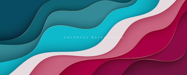 Vector colorful abstract wavy papercut layers background gradient shape design vector