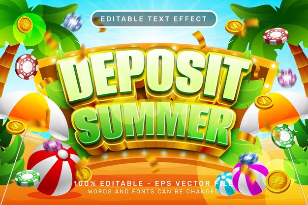 A colorful advertisement for deposit summer with gold and green balls