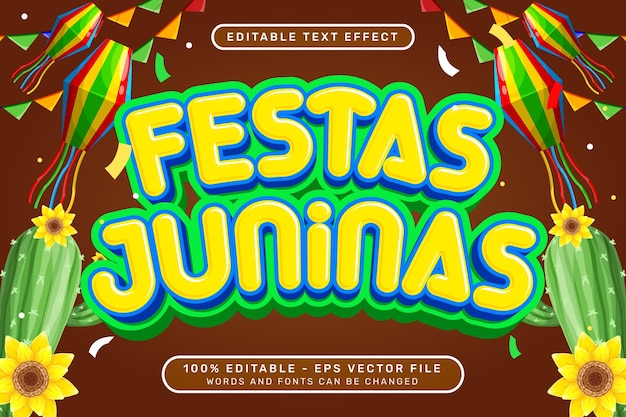 A colorful advertisement for festas juninas 3d text effect