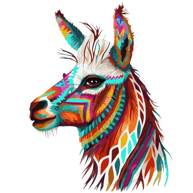 Colorful alpaca portrait, wpap, pop art style