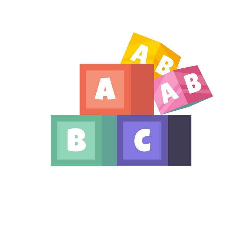 Vector colorful alphabet blocks for early childhood education